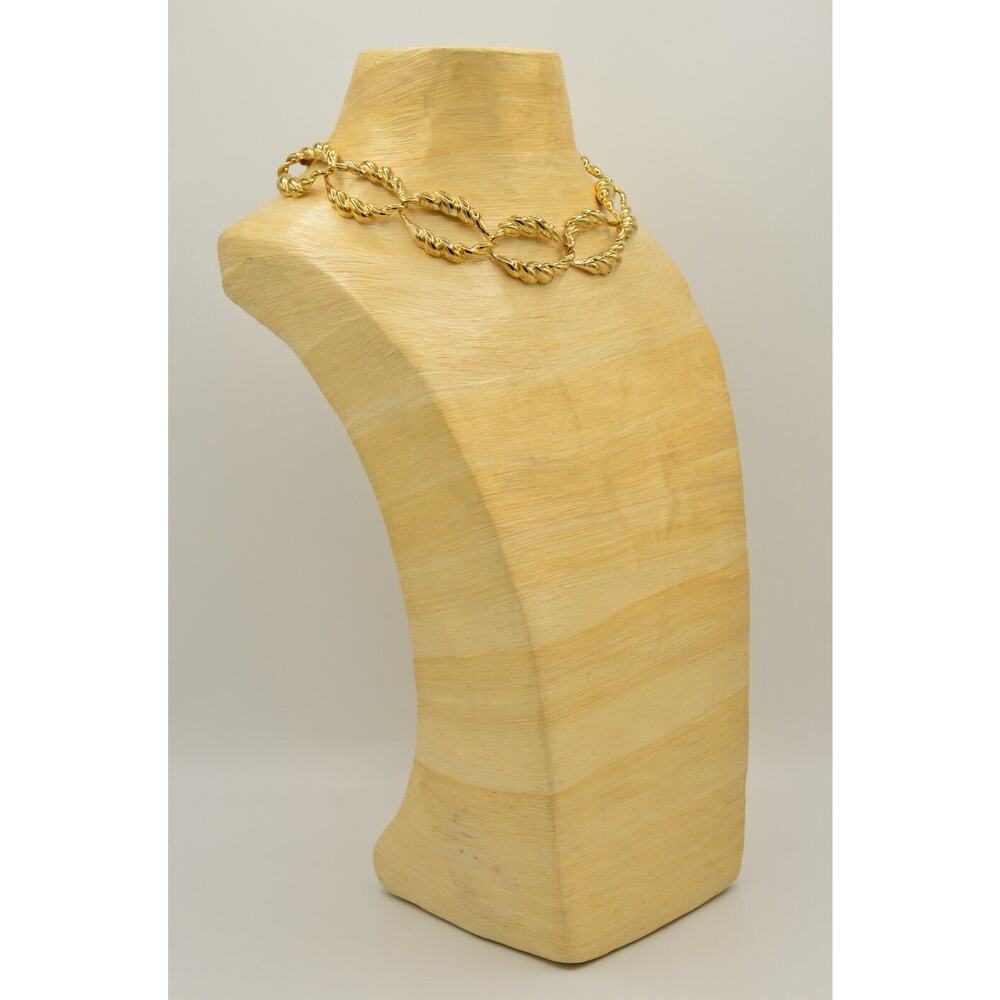 Vintage Chunky Chain Collar Necklace Gold Tone He… - image 5